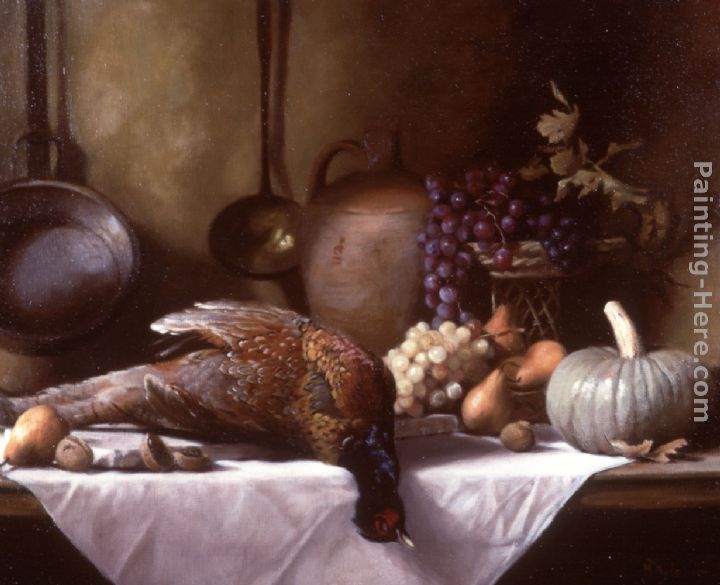 Still Life with Pheasant and a Basket of Fruit painting - Maureen Hyde Still Life with Pheasant and a Basket of Fruit art painting